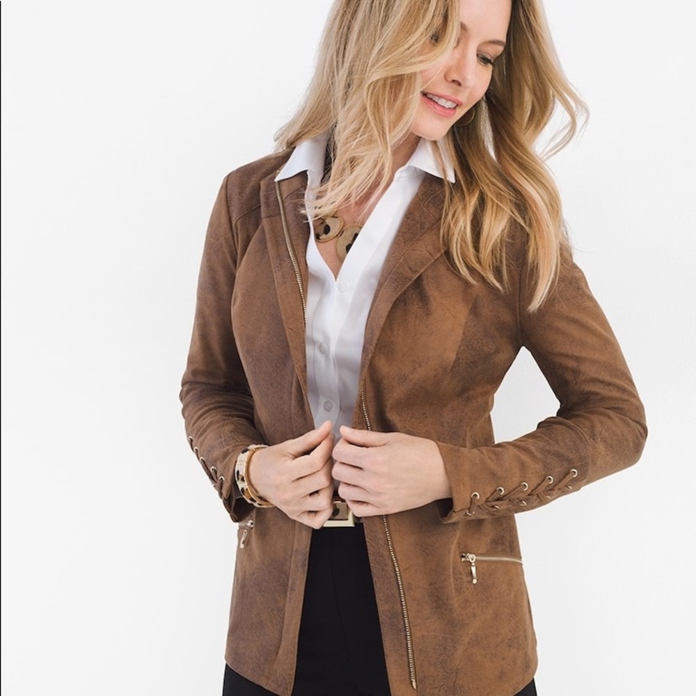 Chico’s Women’s Sueded Lace-up Sleeve Jacket